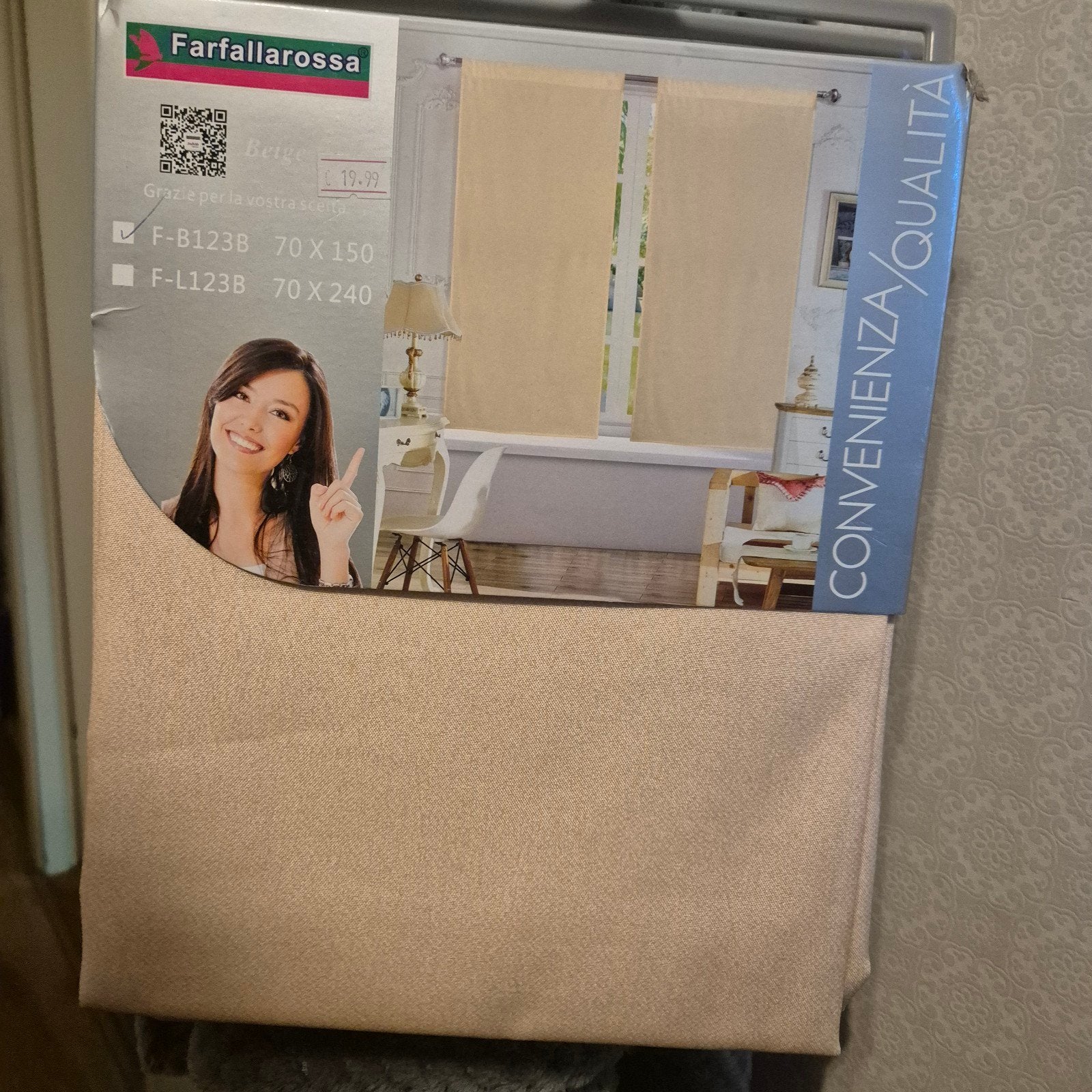 Farfallarossa Paneelgordijn Linnen-look Beige 70x150 cm, Huis en Inrichting, Stoffering | Gordijnen en Lamellen, Beige, Nieuw