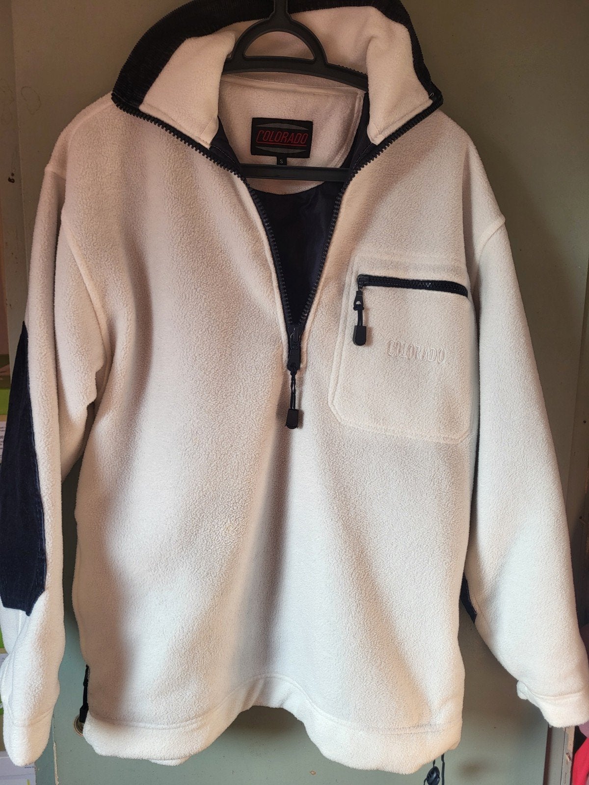 Colorado fleece trui met elleboogstukken - Maat S, Ophalen of Verzenden, Zo goed als nieuw, Wit