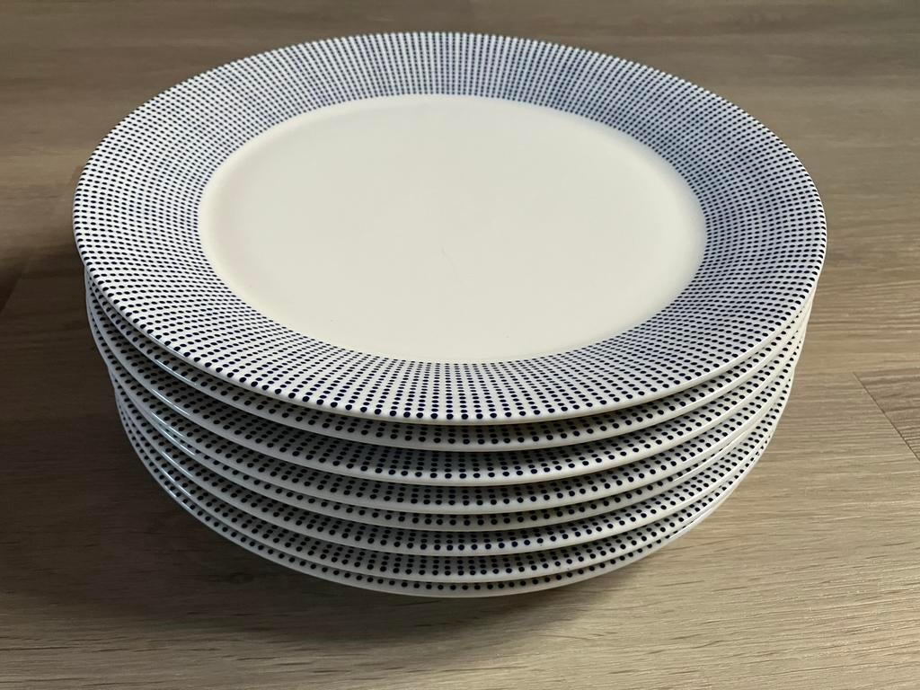 Royal Doulton Pacific dots dinerborden set 8x 28 cm, Ophalen, Zo goed als nieuw, Bord(en), Overige stijlen