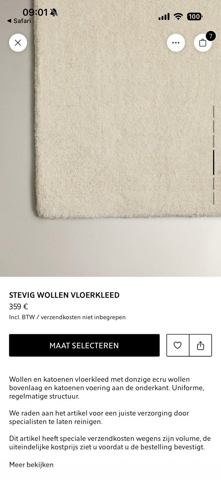 Nieuw Wit wollen/wol vloerkleed Zara Home, niet gebruikt, Ophalen, Wit, Rechthoekig, Nieuw
