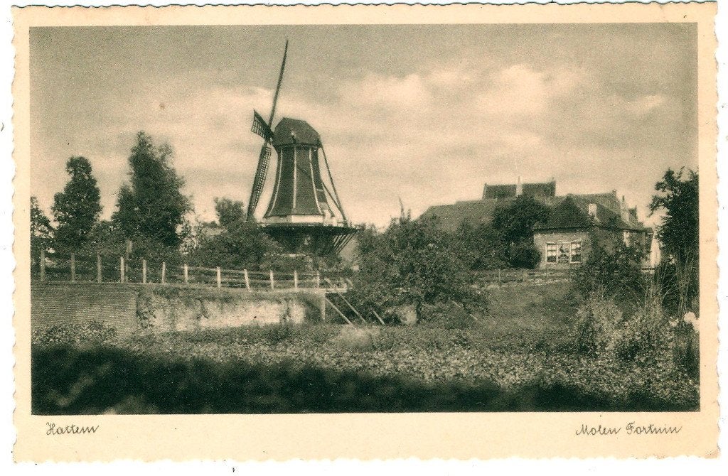 Hattem Molen Fortuin gracht brug stadswal ca. 1930, Verzamelen, Ophalen of Verzenden, 1920 tot 1940, Ongelopen, Gelderland
