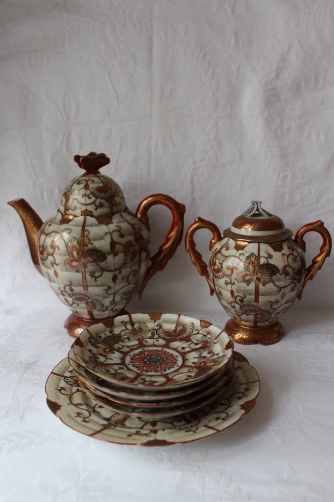 Antiek Japan Kutani vlinder servies 1868-1913, Ophalen of Verzenden