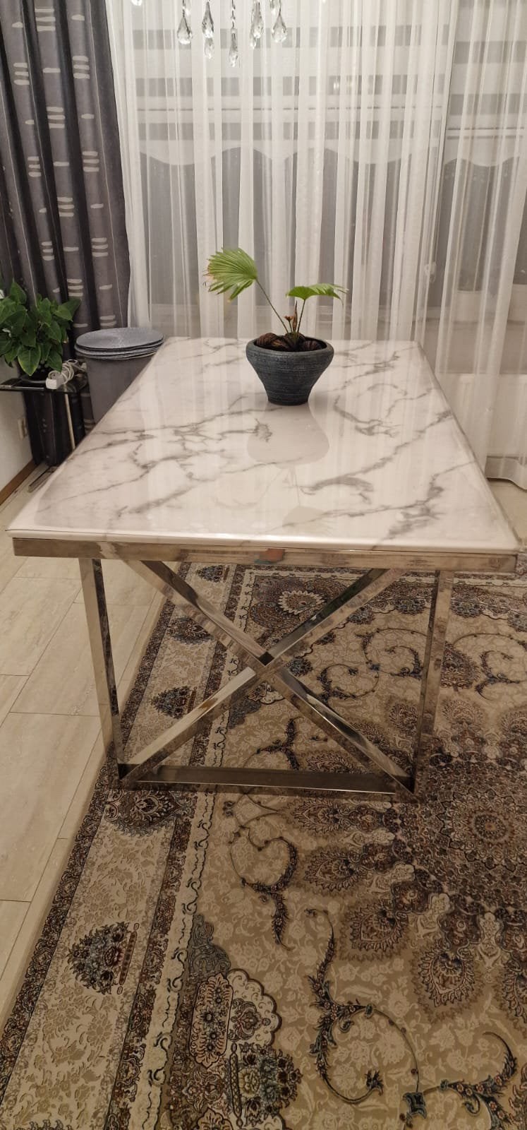 Marmeren Salontafel en eettafel, Huis en Inrichting, Tafels | Eettafels, Ophalen, Zo goed als nieuw, Rechthoekig, 50 tot 100 cm