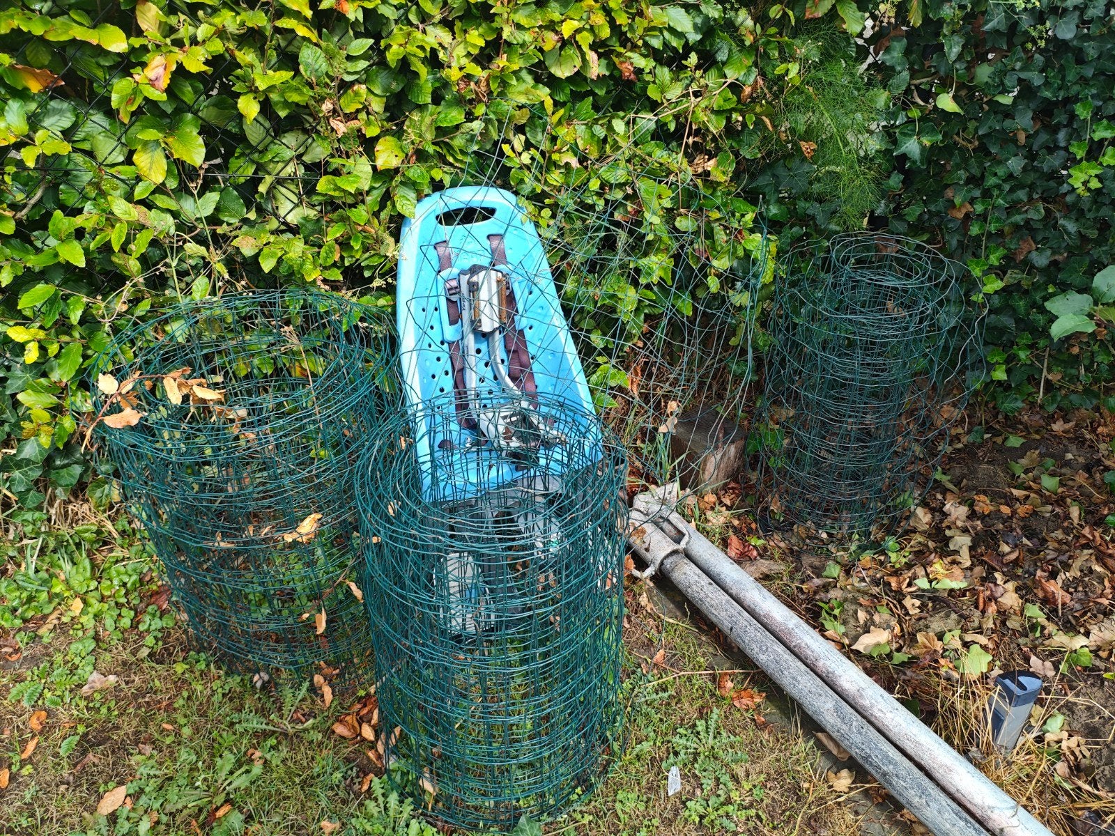 Tuingaas 60cm hoog groen - diverse stukken, Ophalen, Gebruikt, 10 tot 20 meter, Gaas