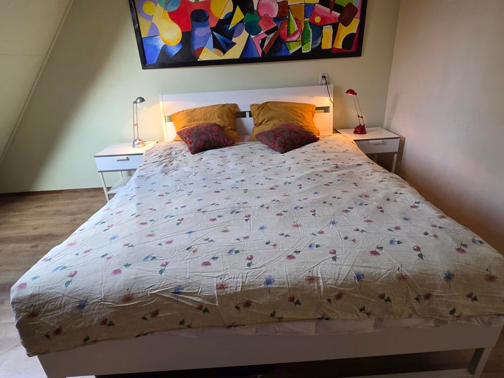 Te koop bed met matras en topmatras, Ophalen of Verzenden, Tweepersoons