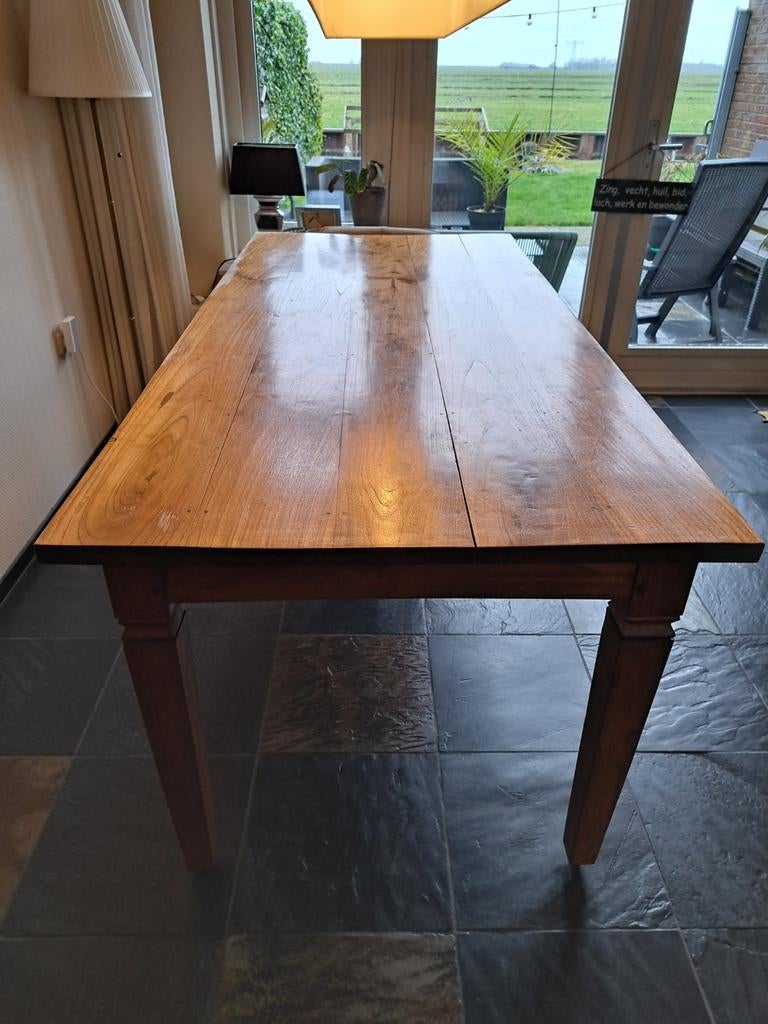 Grenen Eetkamertafel L 200 x B 89,5 x H 79,5 stoelleuning 65, Gebruikt, 200 cm of meer, Landelijk, Vijf personen of meer