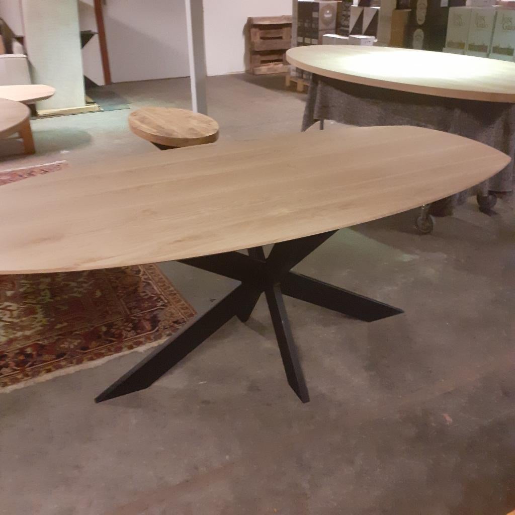 Massief eiken tafel Deens ovaal verjongd 200x100.NIEUW., 100 tot 150 cm, Ophalen of Verzenden, Eikenhout, Ovaal