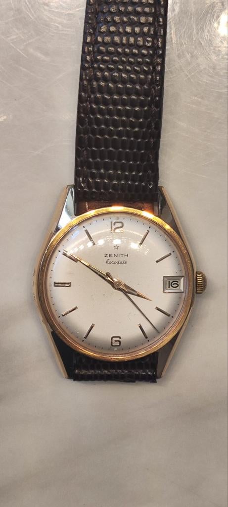 Zenith Swiss-verguld.40 mc. Rolex Tuador...goud 18 kr, Sieraden, Tassen en Uiterlijk, Horloges | Antiek, Overige merken, Polshorloge
