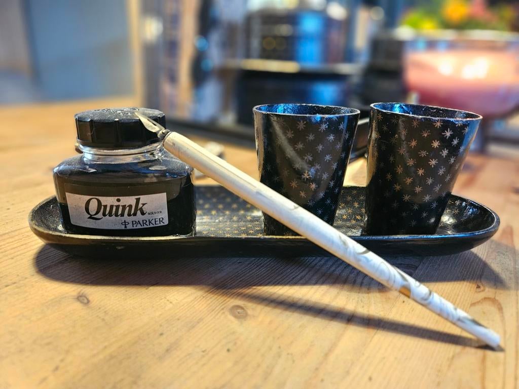 Antiek Inktstel met Parker Inkt en Kroontjespennen, Antiek en Kunst, Ophalen of Verzenden