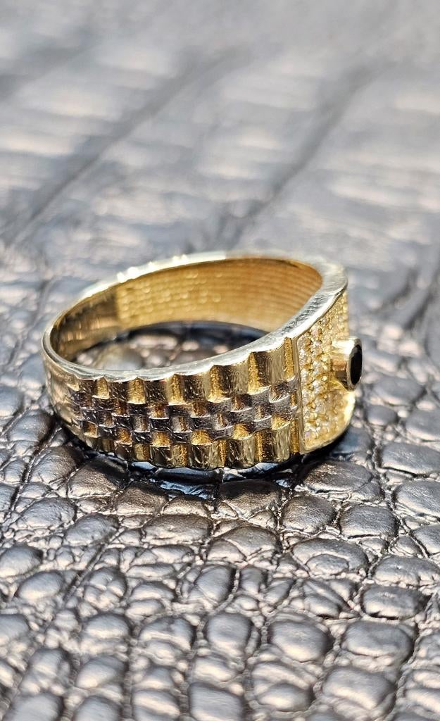 14karaat bi-color heren gouden ring, Heer, Nieuw, Ophalen of Verzenden, Goud