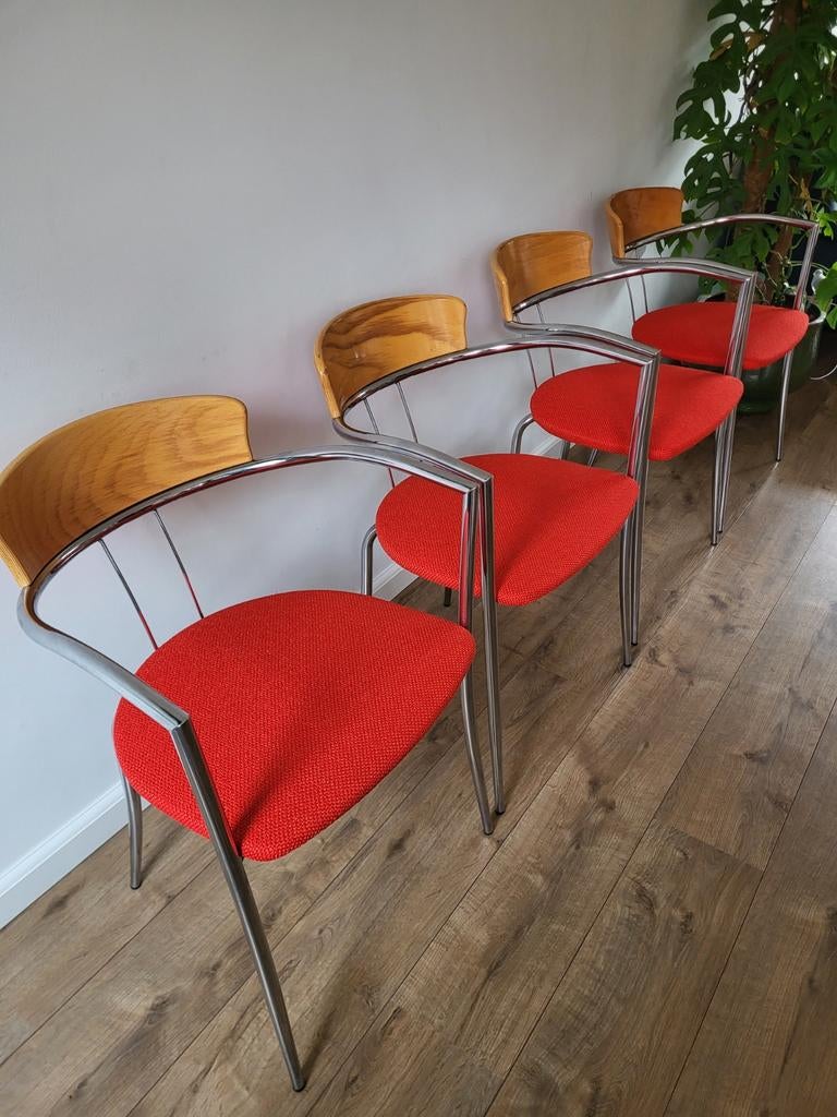 4 Effezeta Stoelen - Nieuw Gestoffeerd Vintage Set, Huis en Inrichting, Ophalen of Verzenden