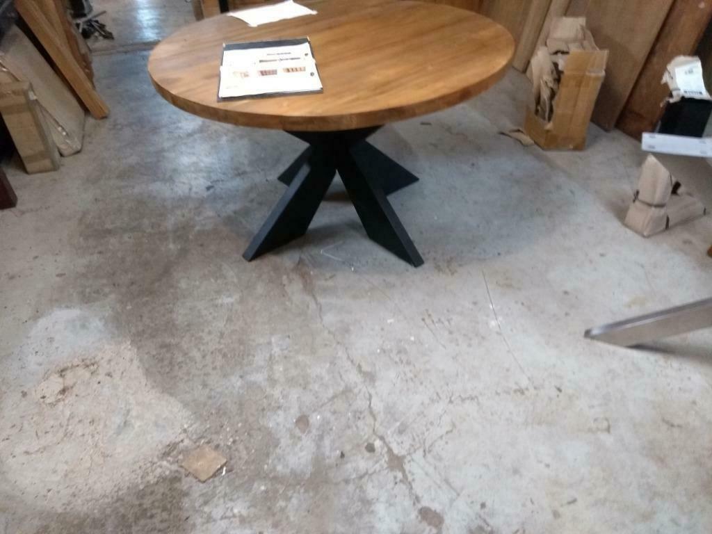 eettafel tafelop maat rond vierkant rechthoek ovaal boomstam, Hesselingendijk 1 Steenwijkerwold, Nieuw, Eikenhout, Vijf personen of meer
