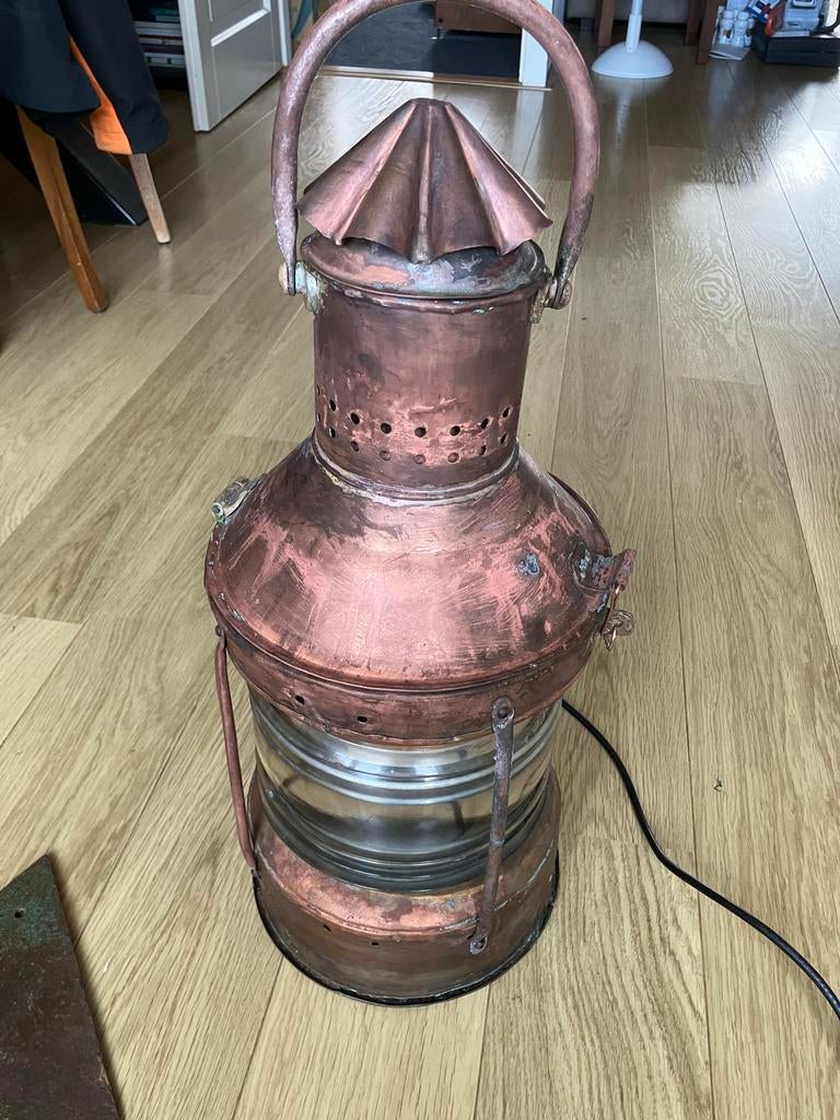Antieke Koperen Lamp, Antiek en Kunst, Antiek | Lampen, Ophalen of Verzenden