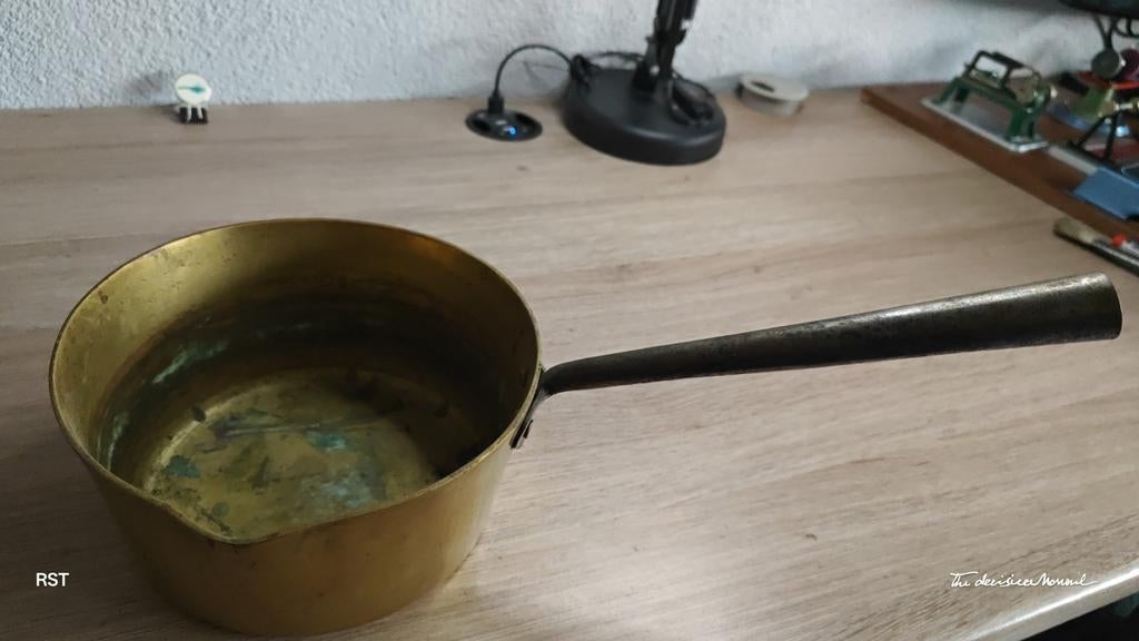 Vintage Steelpan / Koperen pan met stalen handvat, Huis en Inrichting, Keuken | Potten en Pannen, Ophalen of Verzenden, Gebruikt
