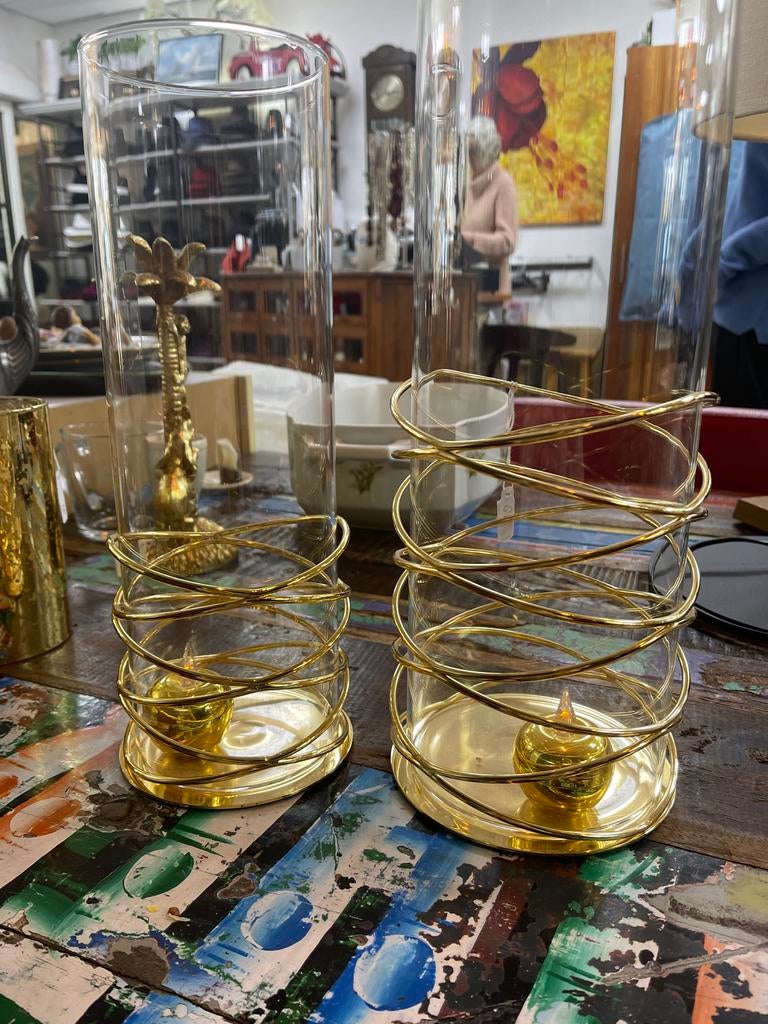Glazen vazen met gouden details - set van 2, Huis en Inrichting, Woonaccessoires | Vazen, Overige kleuren, Schoonhoven, Olletiek
