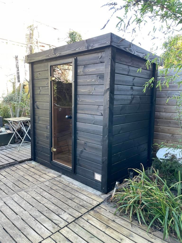 Black edition buitensauna 120x180 sauna 230V aansluiting, Ophalen of Verzenden, Nieuw, Fins of Traditioneel, Complete sauna