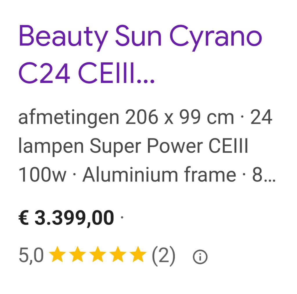 Beauty Sun Cyrano C24, Ophalen, Zo goed als nieuw, Zonnebank dubbelzijdig, 15 lampen of meer
