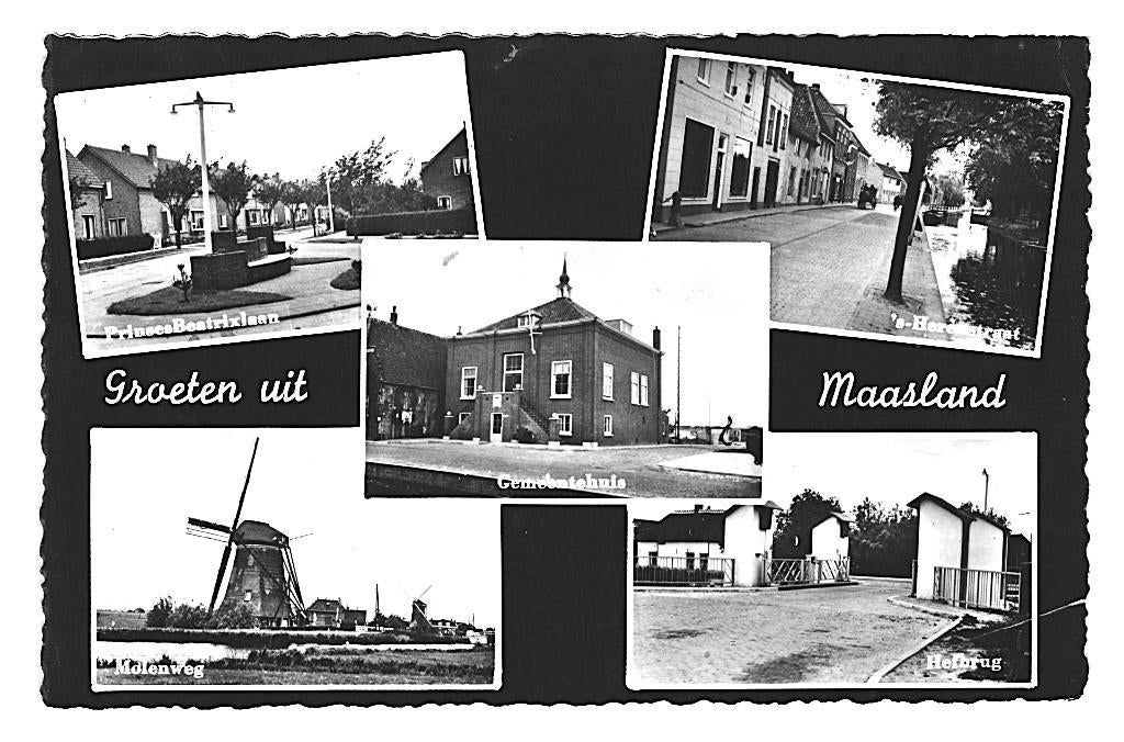 991006 Maasland ZH 1959 Gelopen met postzegel, Ophalen of Verzenden, 1940 tot 1960, Gelopen, Zuid-Holland