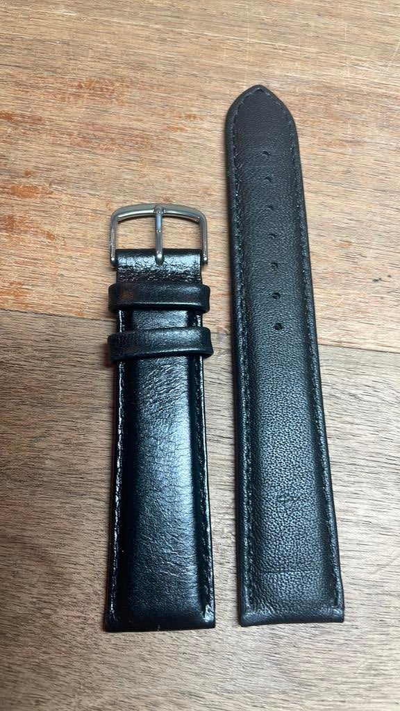 Horlogeband 20mm leer zwart Nieuw, Ophalen of Verzenden, Nieuw