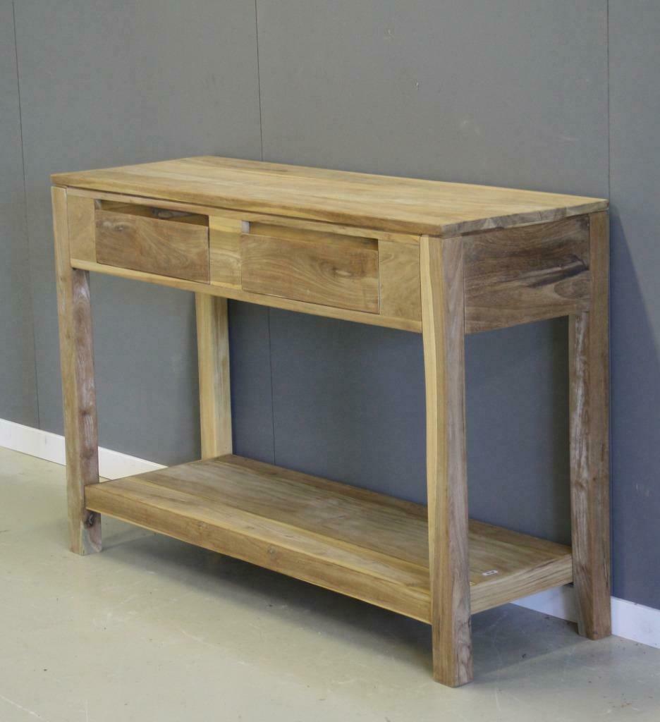 Strak vorm gegeven sidetable van teakhout; Indoteak, Ophalen, 100 tot 150 cm, Teakhout, Nieuw