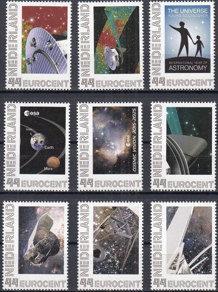 Nederland- 2009- Persoonlijke- 9 x Ruimtevaart- ESA- P, Postzegels en Munten, Postzegels | Nederland, Ophalen of Verzenden, Na 1940