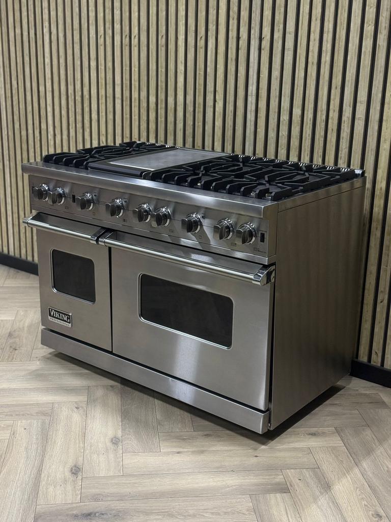 Luxe Viking 121cm Inox Gas met Krachtige Branders, Witgoed en Apparatuur, Fornuizen, 60 cm of meer, Grill, Ophalen of Verzenden