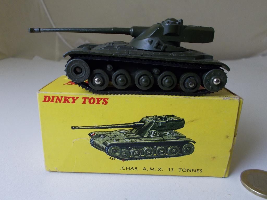 1958 Dinky Toys 80C CHAR AMX 13 TON TANK + ORIG. DOOSJE (-F), Ophalen of Verzenden, Zo goed als nieuw, Overige typen, Dinky Toys
