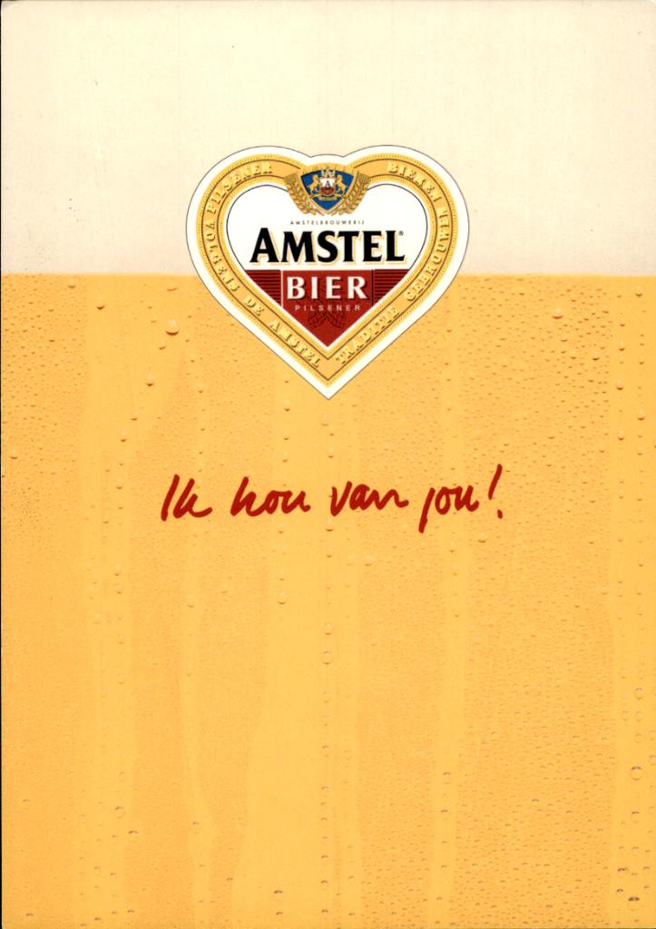 promtiekaart Amstel bier, ik hou van jou, Verzenden, 1980 tot heden, Ongelopen, Overige thema's