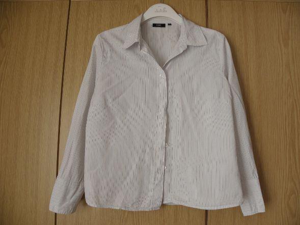 Wit bruin blauw katoenen gestreepte blouse HEMA 44/46 goed, Wit, Maat 42/44 (L), Ophalen of Verzenden, Gedragen
