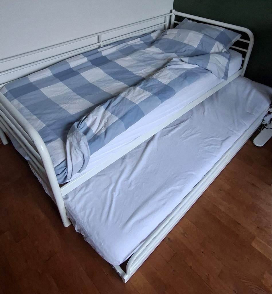 Uitschuifbaar buizen bed met extra bed, Ophalen, Gebruikt, 90 cm, Eenpersoons