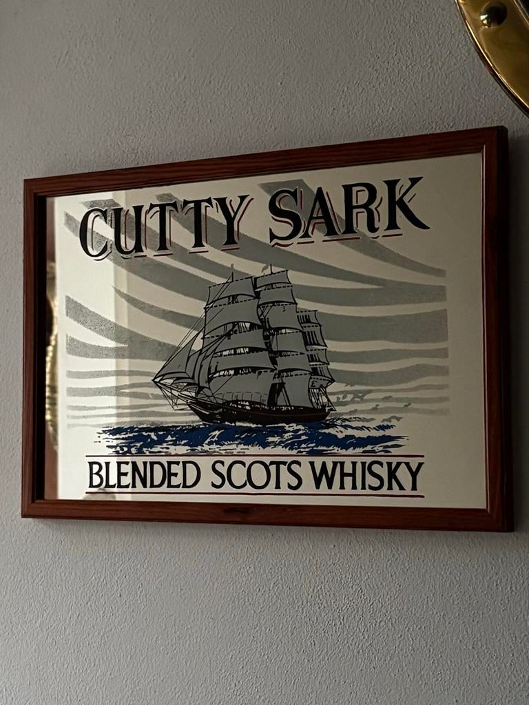 Vintage Cutty Sark Reclame Spiegel, Ophalen of Verzenden, Rechthoekig, Minder dan 50 cm
