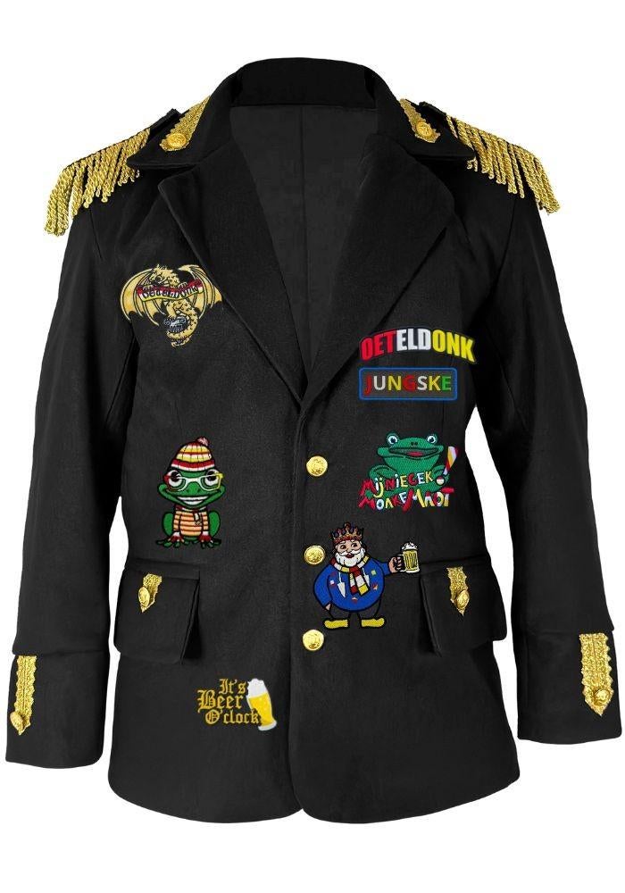 Carnaval emblemen bevestigen / naaien op jasje of kiel, Ophalen, Carnaval