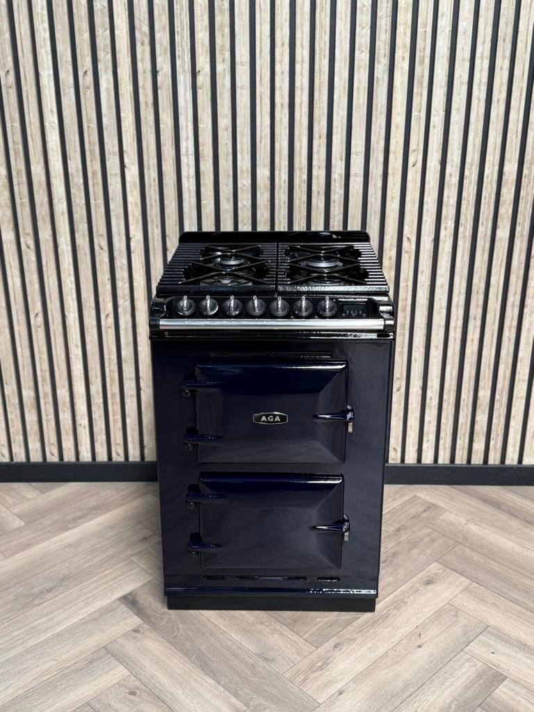 Aga 60cm Gas Fornuis Donkerblauw + 2x Elektrische Oven, Witgoed en Apparatuur, Fornuizen, Hete lucht, 60 cm of meer, Ophalen of Verzenden