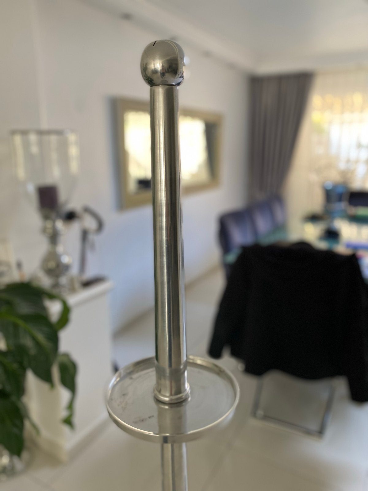 Stijlvolle Zilverkleurige Decoratieve Zuil met Schalen, Ophalen, Zo goed als nieuw, Zilver, Metaal