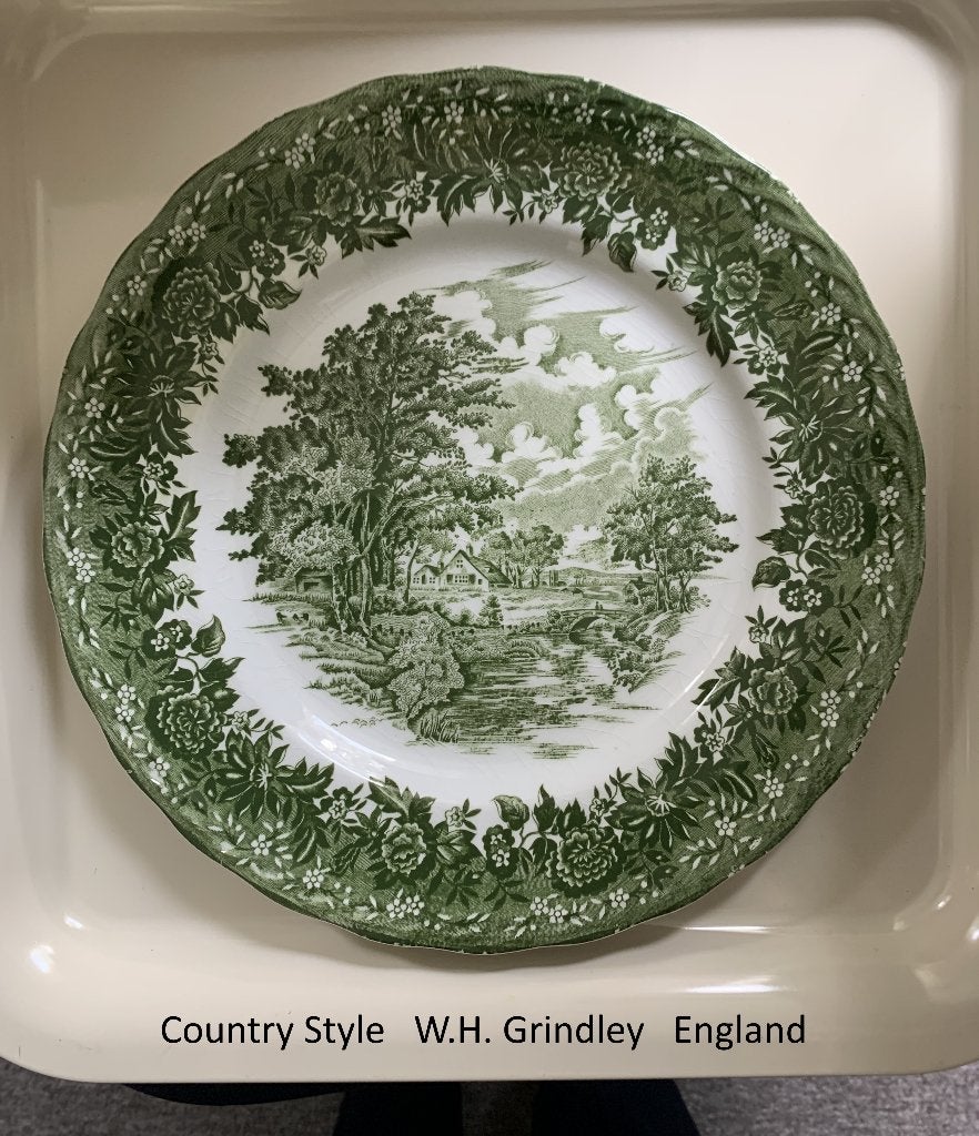 mooi groen bord Country Style W.H Grindley England dinerbord, Antiek en Kunst, Ophalen of Verzenden
