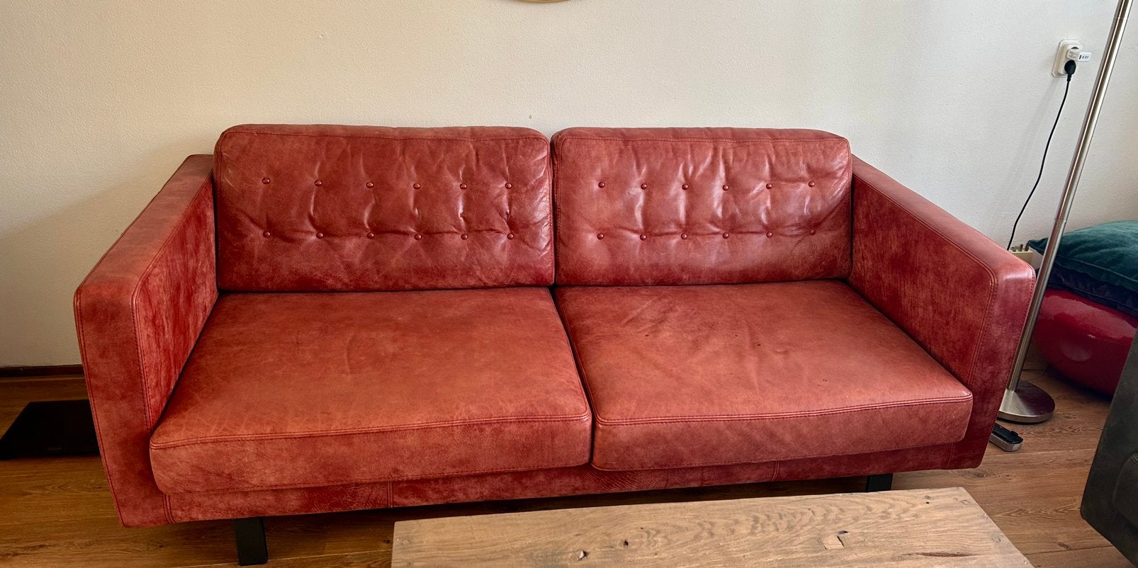 2 x 4 ziıts bankstel van Afrikaans leer, Ophalen, Zo goed als nieuw, Minder dan 150 cm, Leer