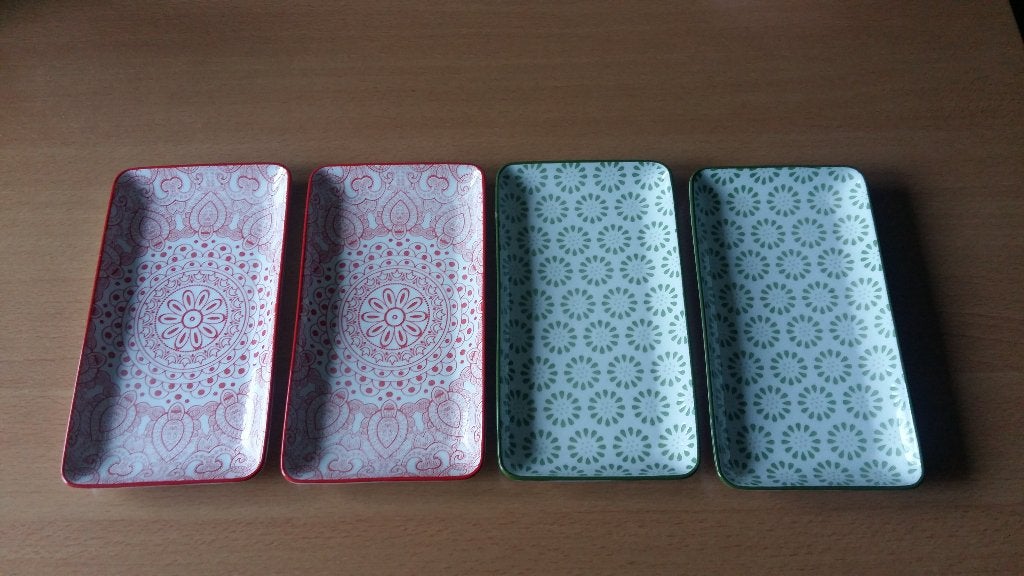 4 zeer mooie nieuwe schalen, rood en groen, Ophalen, Overige materialen, Nieuw, Schaal of Schalen