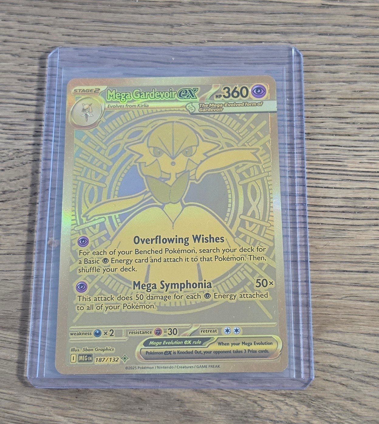 Mega Gardevoir EX 187 Gold, Ophalen of Verzenden, Zo goed als nieuw, Losse kaart, Foil