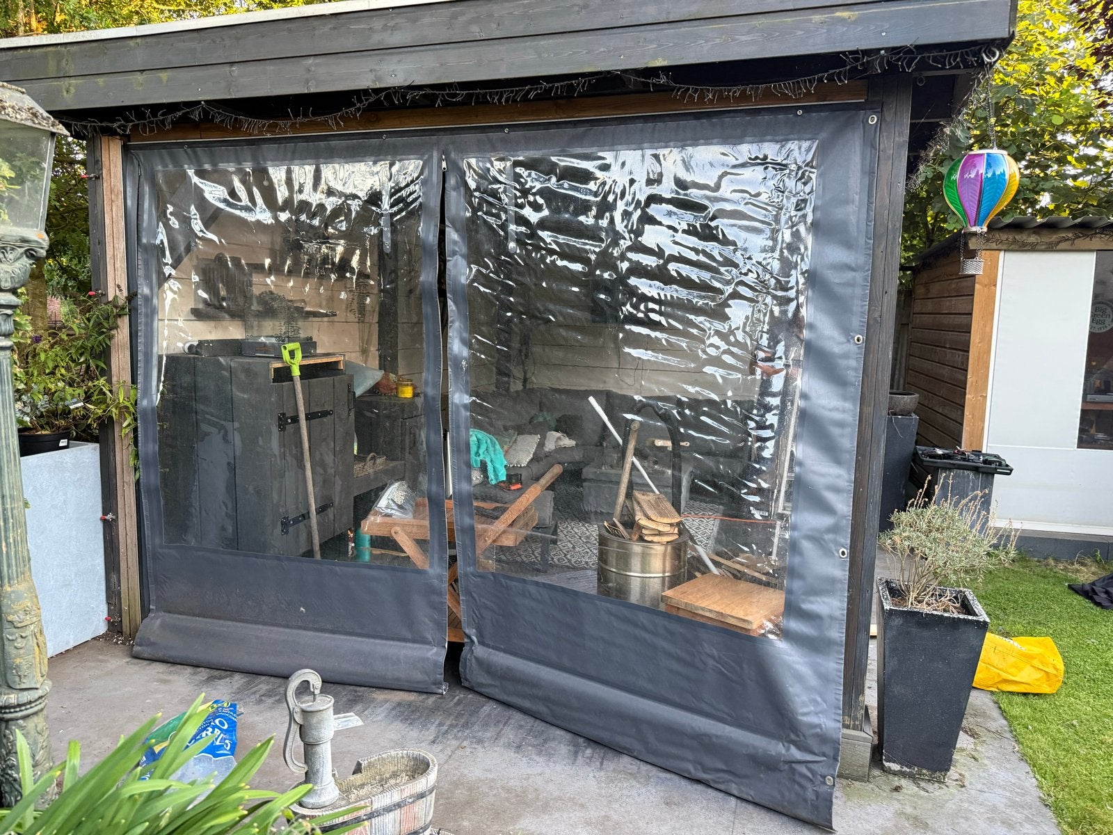 Transparante zeilen voor overkapping of tuinhuis, Gebruikt, Opvouwbaar, Overige typen, Minder dan 4 meter
