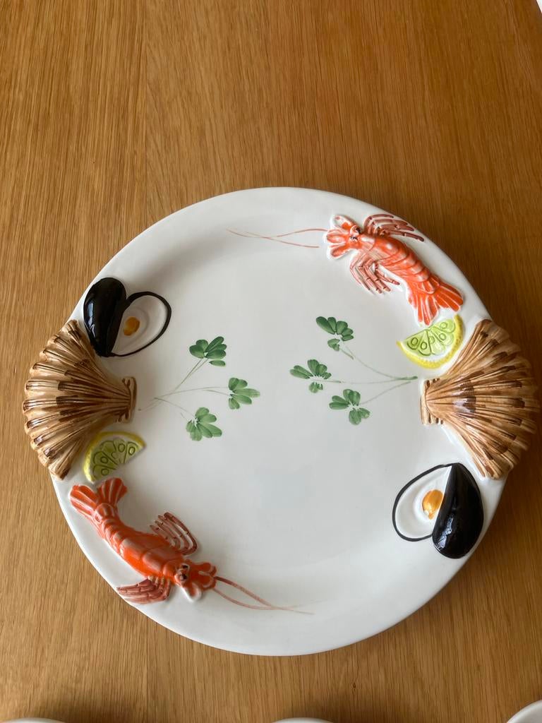 Set van Italiaanse serveerschale zeedieren, "Made in Italy", Huis en Inrichting, Keramiek, Ophalen of Verzenden, Overige stijlen