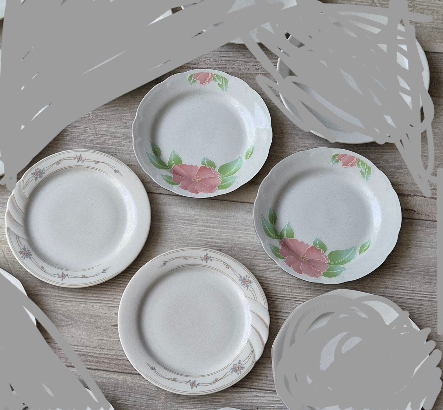 Ontbijtborden, bloemmotief. Mogen los verkocht worden, Ophalen, Zo goed als nieuw, Vintage, Bord(en)