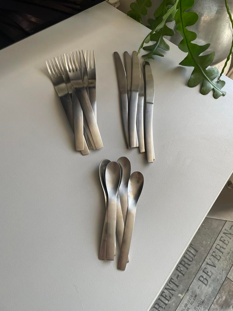 Vintage Scandinavisch Lunch Couvert, Ophalen of Verzenden, Zo goed als nieuw, Rvs of Chroom