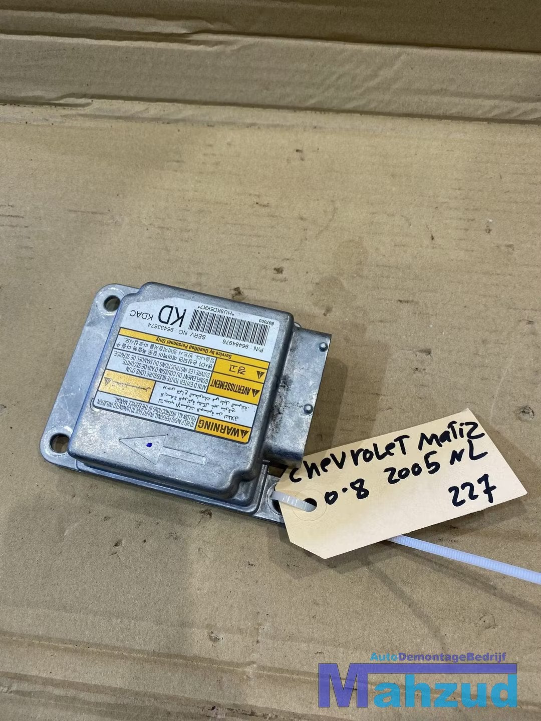 2005 CHEVROLET MATIZ airbag module computer 96484976, Gebruikt, Info@gm.com, Chevrolet, Ophalen of Verzenden