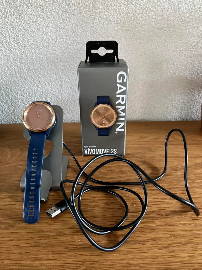 Garmin Vivomove 3S hybrid smartwatch, Ophalen of Verzenden, Gebruikt, Blauw, Android
