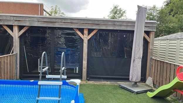 Verandazeilen/zijwanden op maat voor overkapping – zwart, Tuin en Terras, Overkappingen, Ophalen, Gebruikt, Veranda