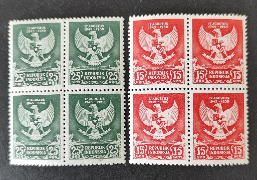 Indonesie verjaardag proclamatie Republiek blok, Ophalen of Verzenden, Postfris, Zuidoost-Azië
