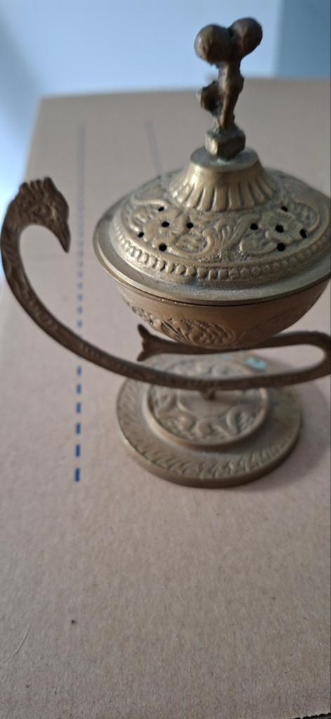 Antieke koperen wierookbrander met drakenhandvat, Ophalen of Verzenden, Koper