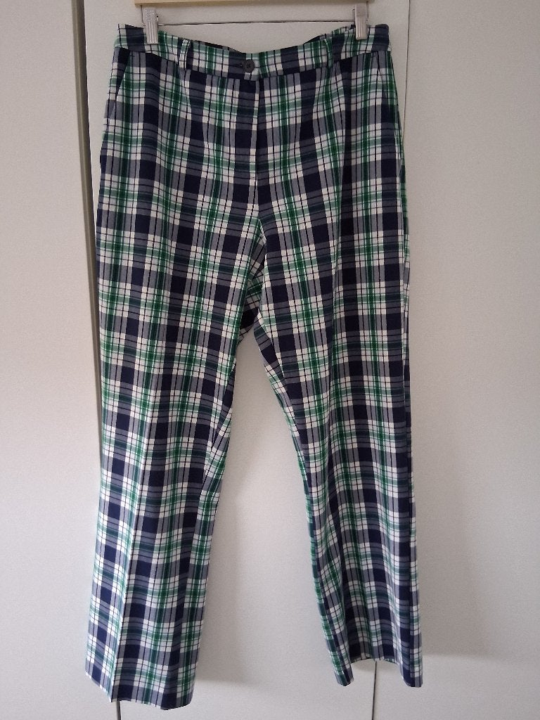 Benetton lange ruiten broek mt.42, Kleding | Dames, Ophalen, Blauw, Benetton, Maat 42/44 (L)