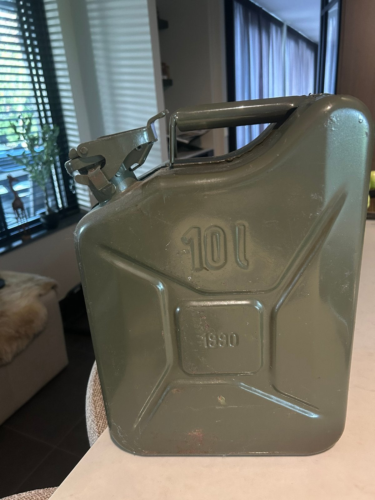 Benzine vat vintage militair groen, Groen, Gebruikt, Ophalen of Verzenden, Metaal