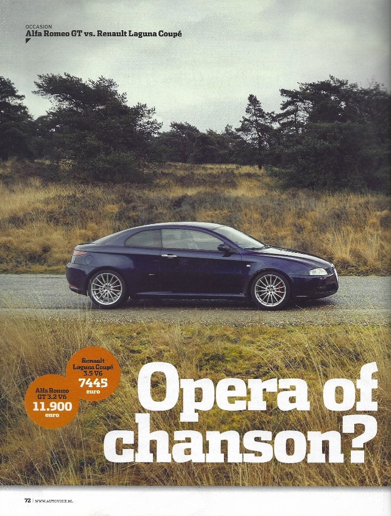 Autovisie test Alfa Romeo GT versus Renault Laguna Coupe, Ophalen of Verzenden, Gelezen, Alfa Romeo